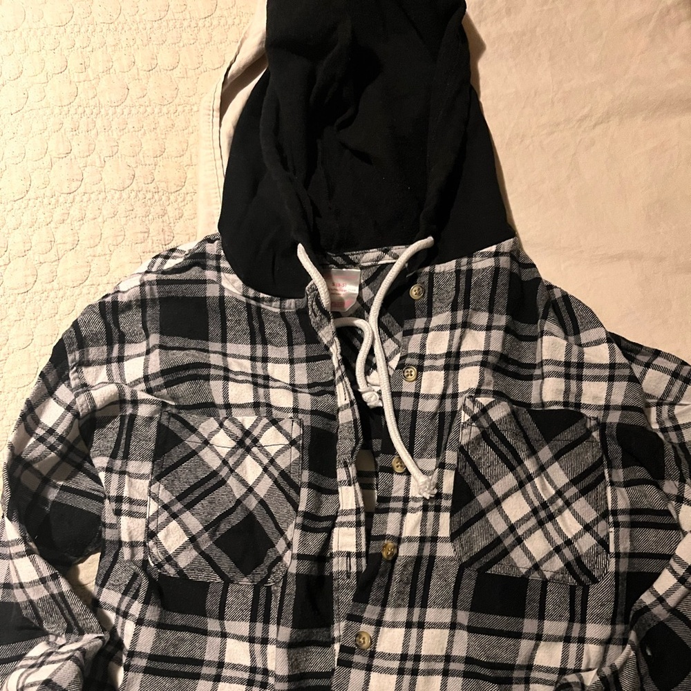 Cropped, black and white  plaid sweater